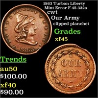 1863 Turban Liberty Mint Error F-45-332a Civil War