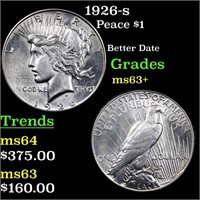 1926-s Peace Dollar $1 Graded Select+ Unc
