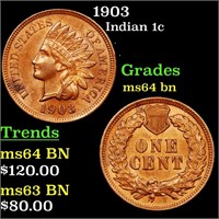 1903 Indian Cent 1c Graded Choice Unc BN