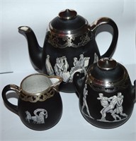 Pratt Fenton Old Greek 3 pc. Tea set Sterling Rims