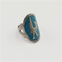 Mexican Sterling Roadrunner Ring Size 7