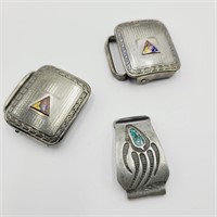 3 Small Silver Buckles (59.4g)