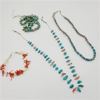4 Turquoise / Coral Necklaces