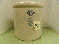 White Hall 5 Gal. Crock (Glaze Pops & Hairline)