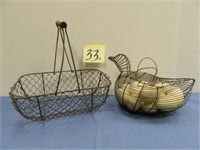 (2) Early Wire Egg Baskets