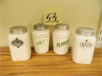 (2) Sets Of Milk Glass Stove Top Salt & Peppers
