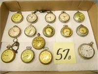 (15) Assorted Pocket Watches - Elgin, Bullseye,