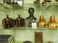 (2) Large Pair Of Lincoln Book Ends & 12" Bust