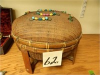 Old Sewing Basket w/ Colored Glass Beads