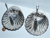 2 Hallmarked Sterling Shell Butter Dishes 1903