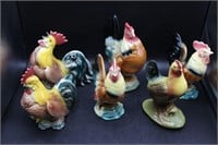 Vintage Royal Copley Ceramic Rooster Figurines