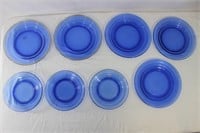Blue Glass Dinner & Salad Plates