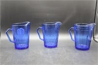 Vintage Blue Glass Pitchers