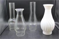 Glass Oil Lamp Shade & Milk Glass Oil Lamp Shade