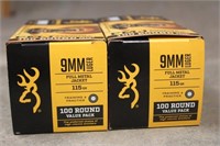 (2) Boxes Browning 9MM 115GR FMJ Ammo