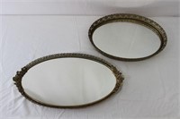 Vintage Lattice Mirrored Metal Trays