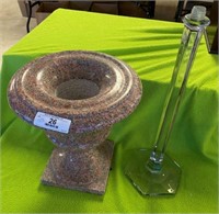 Tall Crystal Lamp Base & Marble Urn Shaped Planter