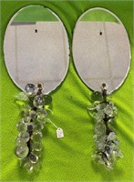 Pair of Mirrored Sconces w/Crystal Grapes