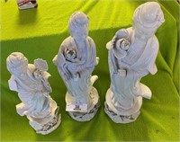 Three Porcelain Guanyin Figures