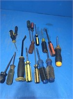 Flat of assorted screw drivers and more