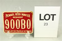 1939 PA Resident Metal Hunting License 900B0