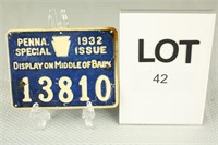 1932 PA Special Deer License 13810