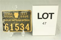 1937 PA Special Deer License 61534