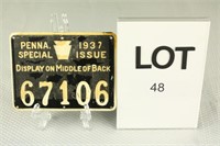 1937 PA Special Deer License 67106