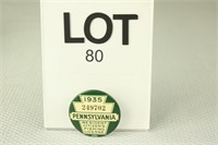 1935 PA Resident Fishing License Button #249702 w/