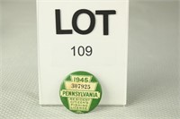 1945 PA Resident Fishing License Button #307925