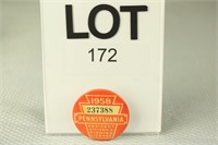 1958 PA Resident Fishing License Button #237388