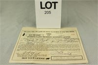 1924 PA Resident Hunting License Paper ONLY Lycomi