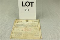 1932 OH Resident Hunter's & Trapper's License #105