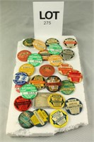 Misc Fishing License pins 30s, 40s, 50s, 70s