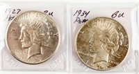 Coin 2 Peace Silver Dollars 1927 & 1934