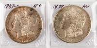 Coin (2) Morgan Silver Dollars 1887-S & 1878-S