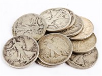 Coin  10 Mixed Date Walking Liberty Half Dollars