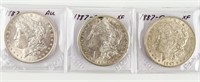 Coin (3) Morgan Silver Dollars 1887, 87-S & 87-O
