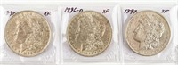Coin (3) Morgan Silver Dollars 1890-O, 96-O & 97-O