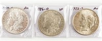 Coin (3) Silver Dollars Morgan & Peace