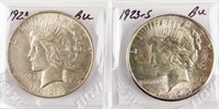 Coin (2) Peace Silver Dollars 1923-D & 23-S BU