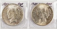 Coin 2 Peace Silver Dollars 1922-D & 1922-S BU