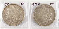 Coin (2) Morgan Silver Dollars 1892-O & 1894-O