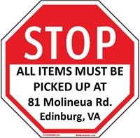 ALL ITEMS MUST BE PICKED UP AT 81 MOLINEUA RD.