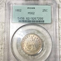 1862 Seated Liberty Quarter PCGS - MS62