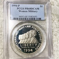 1994-P Women Military Silver Dollar PCGS -PR68DCAM