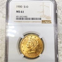 1900 $10 Gold Eagle NGC - MS61