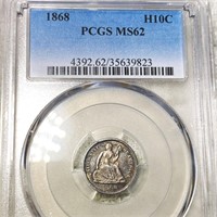 1868 Seated Half Dime PCGS - MS62