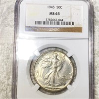 1945 Walking Half Dollar NGC - MS63