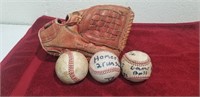 Tom Fielder mitt and game balls